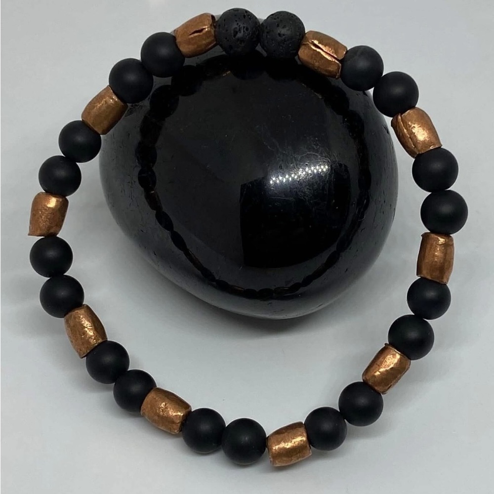 Black and Gold Beaded Bracelet